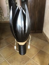 Lampada etnica solo materiali naturali foglie banano e legno altezza cm 90 circa