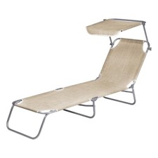 [5 COLORI] Lettino Prendisole Pieghevole con Tetto Reclinabile Giardino Mare