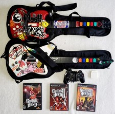 Guitar Hero PS2 doppia chitarra in custodie con Guitar Hero 1, 2, 3 autentica testata! 🎸