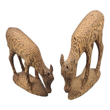 Scultura Africana legno massello ANIMAL ANTILOPE coppia Arte Africa Artigianale