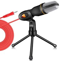 Microfono a Condensatore Registrazione Vocale Conferenza Notebook PC da Tavolo