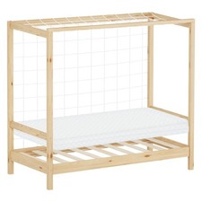 Letto per bambini 70x140 cm+materasso 10cm con porta da calcio in pino naturale