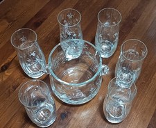 ❄️ Set 6 bicchieri + cestello ghiaccio in cristallo al piombo inciso a mano -...