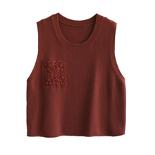 Donna Maglia Canottiera Cotone Gilet Maglione senza Maniche Top Stile Etnico