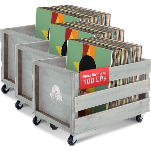 Cassetta dischi vinile legno - 3,
