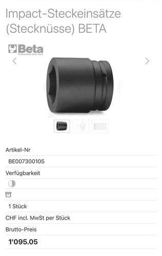 Dado beta 105 - beta, mm