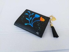 portafoglio Nero Da Donna Personalizzato Dipinto A Mano Porta Carte Nero Regalo