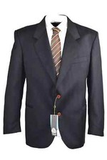 Giacca Uomo Elegante Primavera 52 Blazer Abito Lana Blu a Righe Vintage Regular