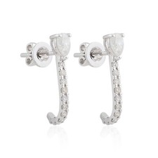 Orecchini 0,70 CT naturali rotondi pera cerotti diamante minimalista 10k bianco