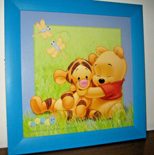 QUADRO DISNEY WINNIE THE POOH con Cornice in legno 33 x 33 cm.