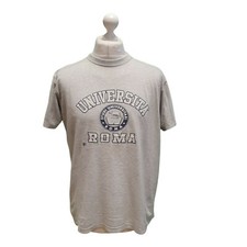 T-Shirt Vintage Grafica Varsity Studi Università Roma Roma Italiana Grigio Uomo XL