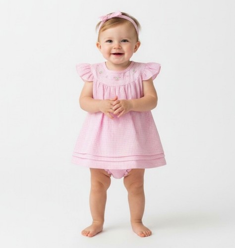 Vestito smocked gingham - , rosa