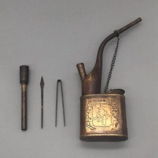 Pipa Acqua Ottone Longevità Personaggio Pipa Fumo Vintage Decorazione Cinese