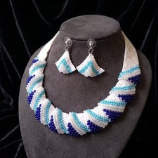 White Blue Wavy One Piece