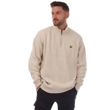 Men's Lyle And Scott Shaker Stitch Quarter-Zip Sweater in Cream