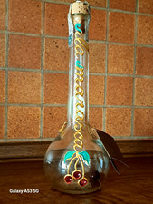 VINTAGE  BOTTIGLIA  VUOTA   MARASCA DECORATA  A MANO   LIQUORIFICIO  POZZI   FO