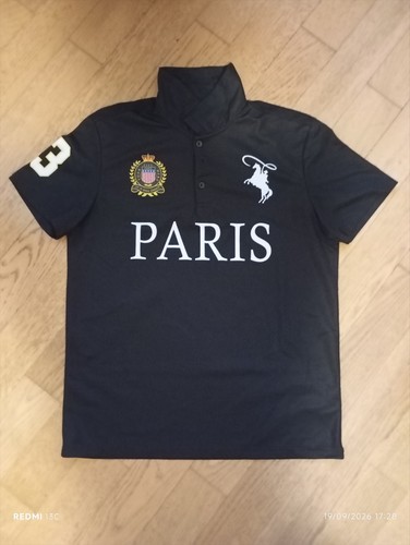 Polo uomo nera - paris, logo