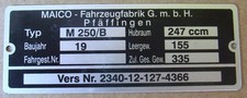 Targa Maico M 250/B fabbrica