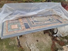 tavolo in marmo antico  villa torlonia con sei sedie in ferro battutto