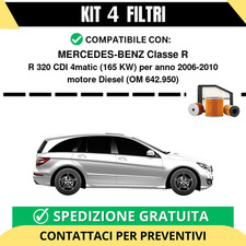 Kit 4 Filtri Tagliando per MERCEDES-BENZ Classe R R 320 CDI 4matic 165 kw Die...