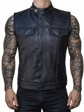 GILET BOLERO CUIR BIKER POUR