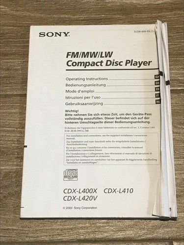 Sony cdx l400x l400v l410 - l400x,