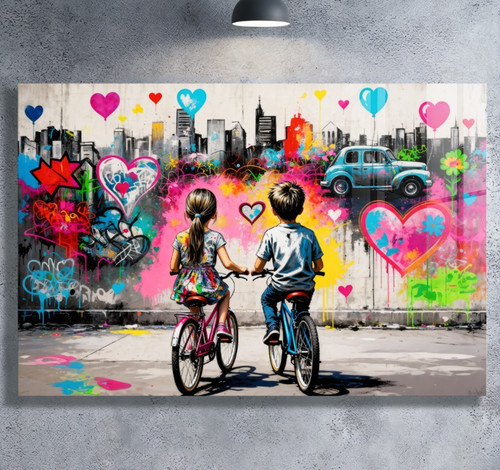 Banksy bambini bicicletta - in,
