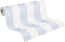 Carta Parati Righe Blu Bianco