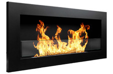 Camino a bioetanolo da parete o incasso Livorno Nero L 90 x P 12 x H 40