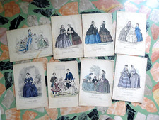 IDEA ARREDO IDEA REGALO MODA FRANCESE 1800 STAMPE ANTICHE DIPINTE  MANO VESTITI