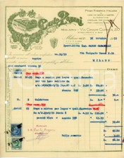 1933 MILANO Fabbrica Carlo PAGANI Seghe a nastro per falegnami - Fattura