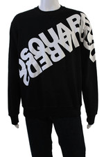 Dsquared2 Maglione Uomo Felpa Nero Grafica Girocollo Misto Cotone Taglia XL
