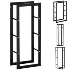 HOMCOM Scaffale Portalegna Moderno Verticale Legnaia in Ferro Nero