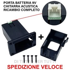 Porta batteria 9V per chitarra acustica + attacco 2 pin RICAMBIO COMPLETO
