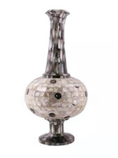 White Marble Flower Pot Inlaid with Semi Precious Stone Office Decor Flower Vase