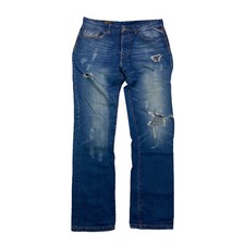 Jeans Replay Original gamba dritta bottoni mosca uomo taglia 33 x 34 denim invecchiato