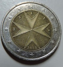 MONETA 2 EURO | 2008 | MALTA |  CON F SULLA STELLA IN BASSO | RARISSIMA!