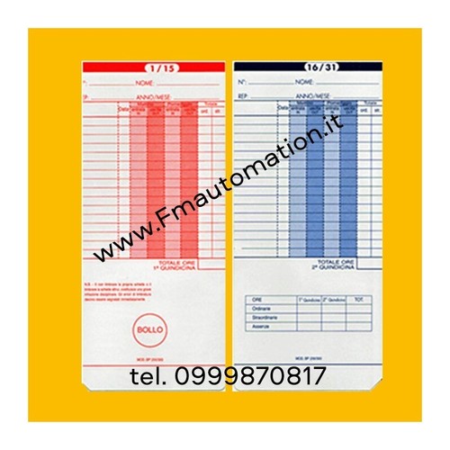 Cartellini mensili per orologi