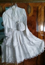 Vestito cerimonia bambina Per Prima Comunione. Interamente Cucito A Mano.