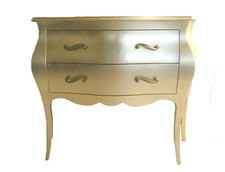 Comò bombato barocco in legno massello foglia oro