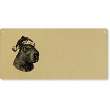 'Ritratto di Natale Capybara' grande targa da parete in legno / insegna porta (DP00072919)