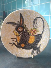 Piatto da parete vintage in ceramica italiana, design attribuito a Guido Gambone