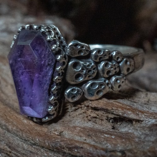 Ametista bara anello teschio - ametista,