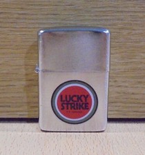 LUCKY STRIKE SIGARETTE PUBBLICITÀ ACCENDINO VINTAGE METALLO ANTIVENTO