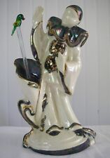 PIERROT en porcelaine style ROBJ avec son perroquet en verre de murano ? signé ?