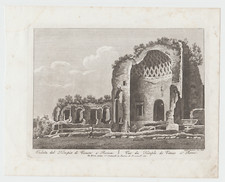 Stampa antica 1825 Roma tempio