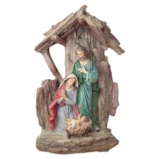 Set Natività con Capanna in Poliresina 20 cm Presepe Natalizio Realistico legno
