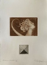 Fabio Carmignani incisione calcografica Figura Cosmica 35x25 firmata numerata AA