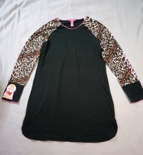 Camicia da notte Betsey Johnson intima donna media nera marrone manica lunga