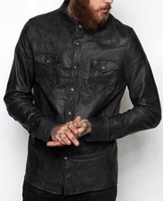 Giacca camicia uomo vera pelle